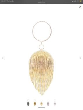 Gold Crystal Fringe Wristlet Clutch